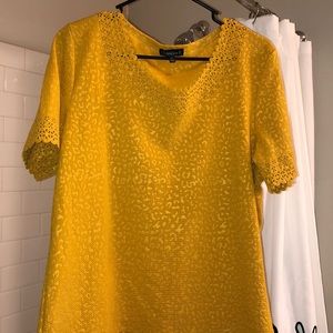 Yellow Short Sleeve Cheetah Blouse